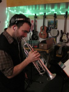 Michael Irwin tracks trumpet for Dare Dukes' "Meet You at the Bus"