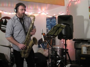 TV on the Radio sax and clarinet player Peter Hess tracks for Dare Dukes' "Mighty Love"